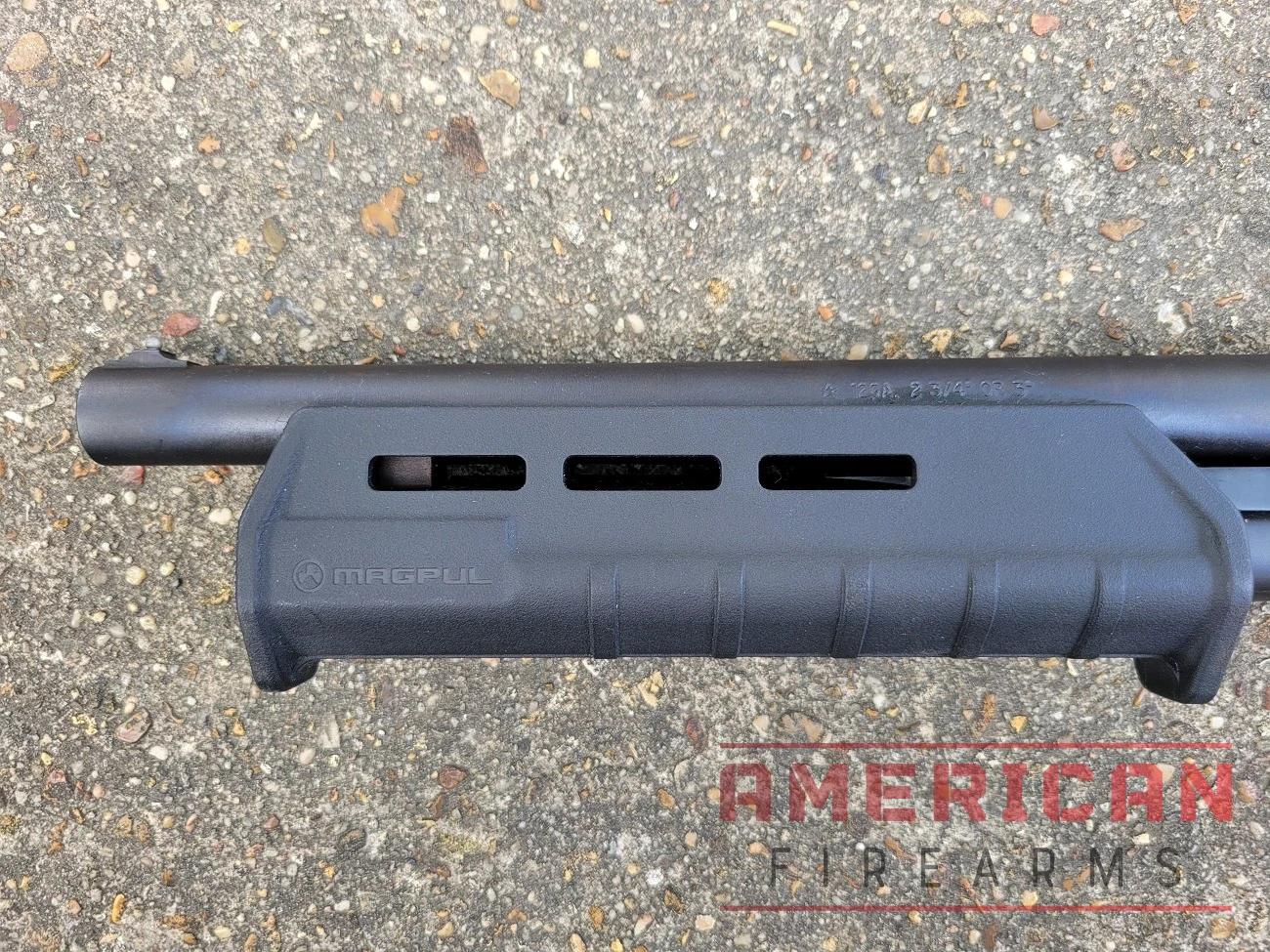 The Magpul fore-end is cool and has lots of M-LOK slots, but the polymer material is a touch too smooth for me. 