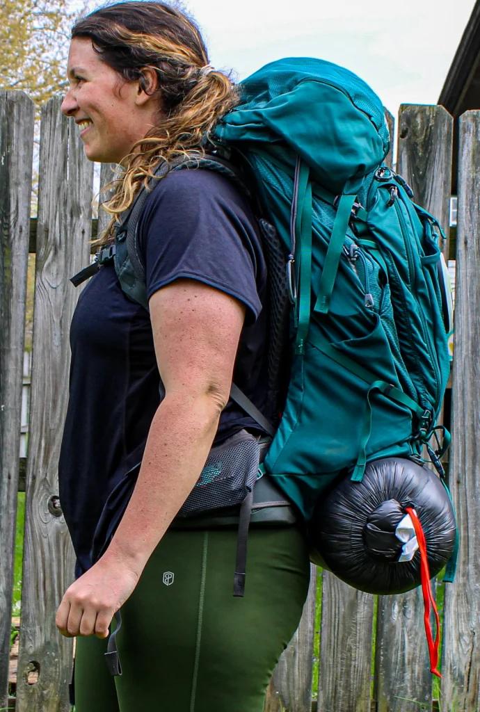 No printing, even with tight-fitting hiking appparel.