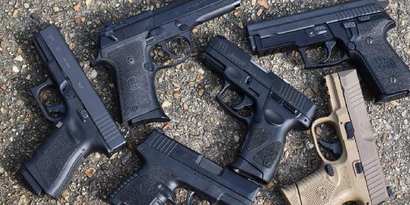 A bunch of handguns from our testing.