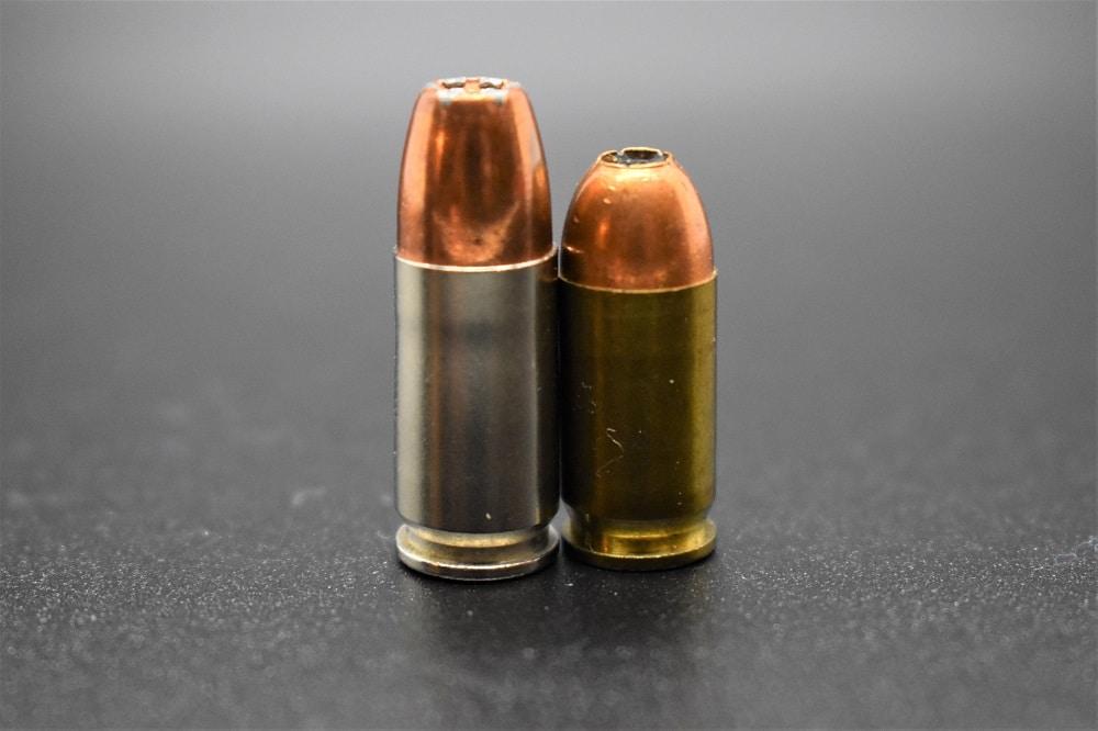 9mm (left) compared with a .380 cartridge (right)