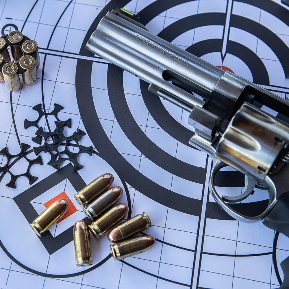 Moon clips are thin metal discs that hold rimless cartridges (typically 9mm, .45 ACP, or .40 S&W in revolvers specifically cut for them).