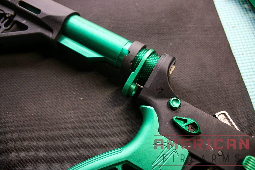 The buffer tube should be screwed in far enough to prevent the buffer retainer from springing out. Castle nut can be hand tightened.