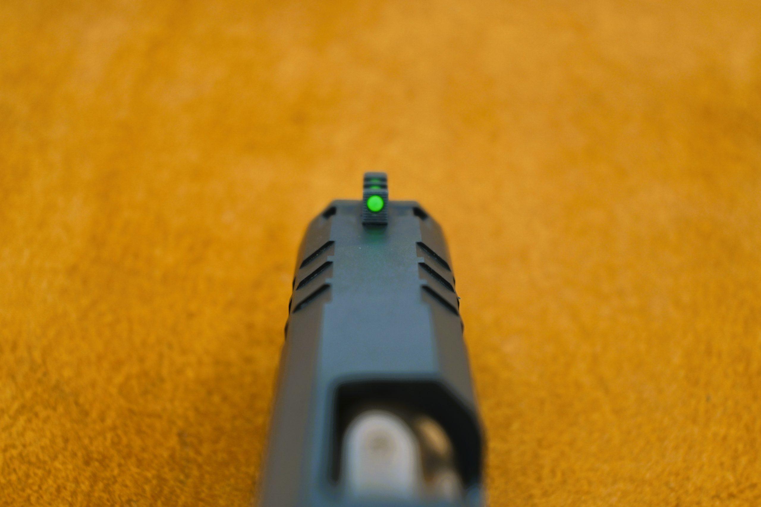 The green fiber optic front sight works well in a varity of conditions, but if you prefer red Kimber includes alternate rods to swap out as you wish.