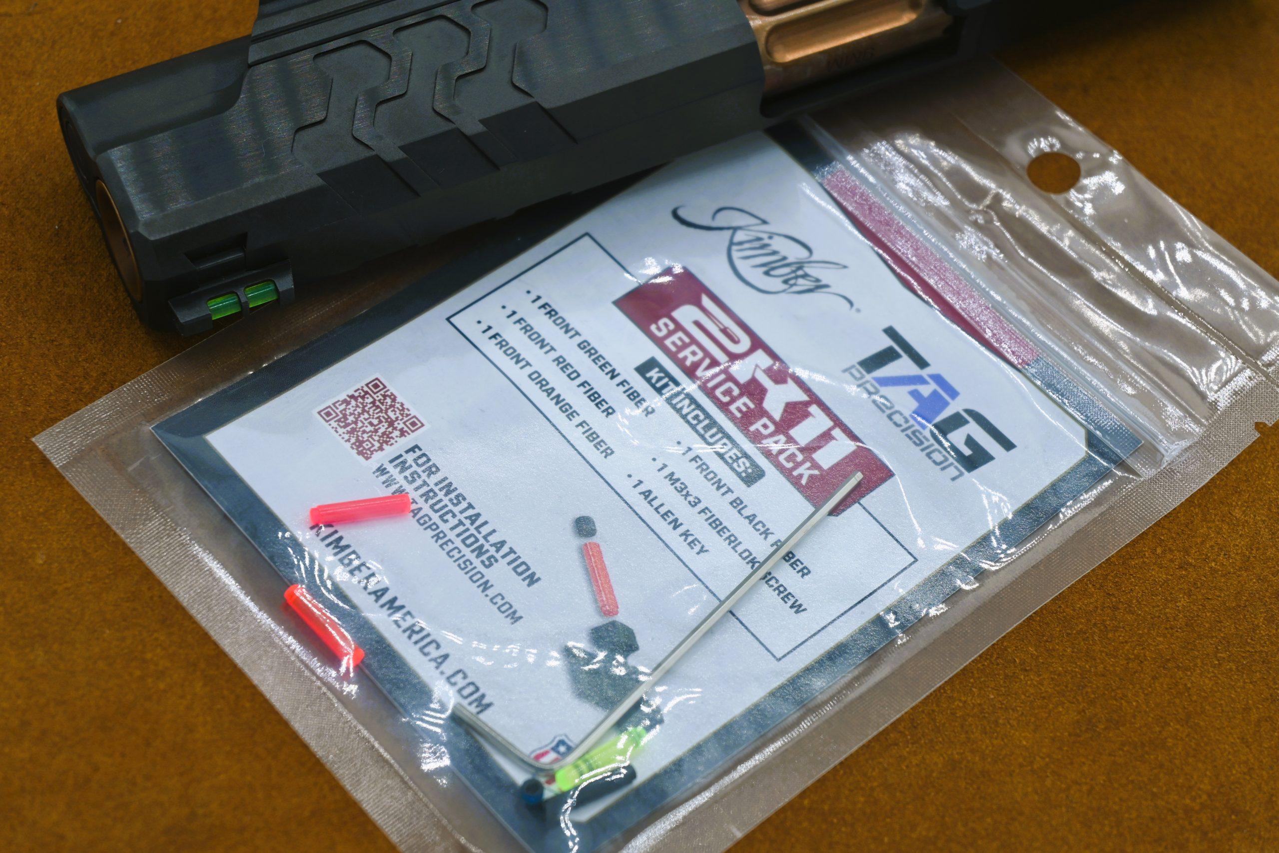 Kimber includes extra TAG Precision front sight rods which are simple to change.