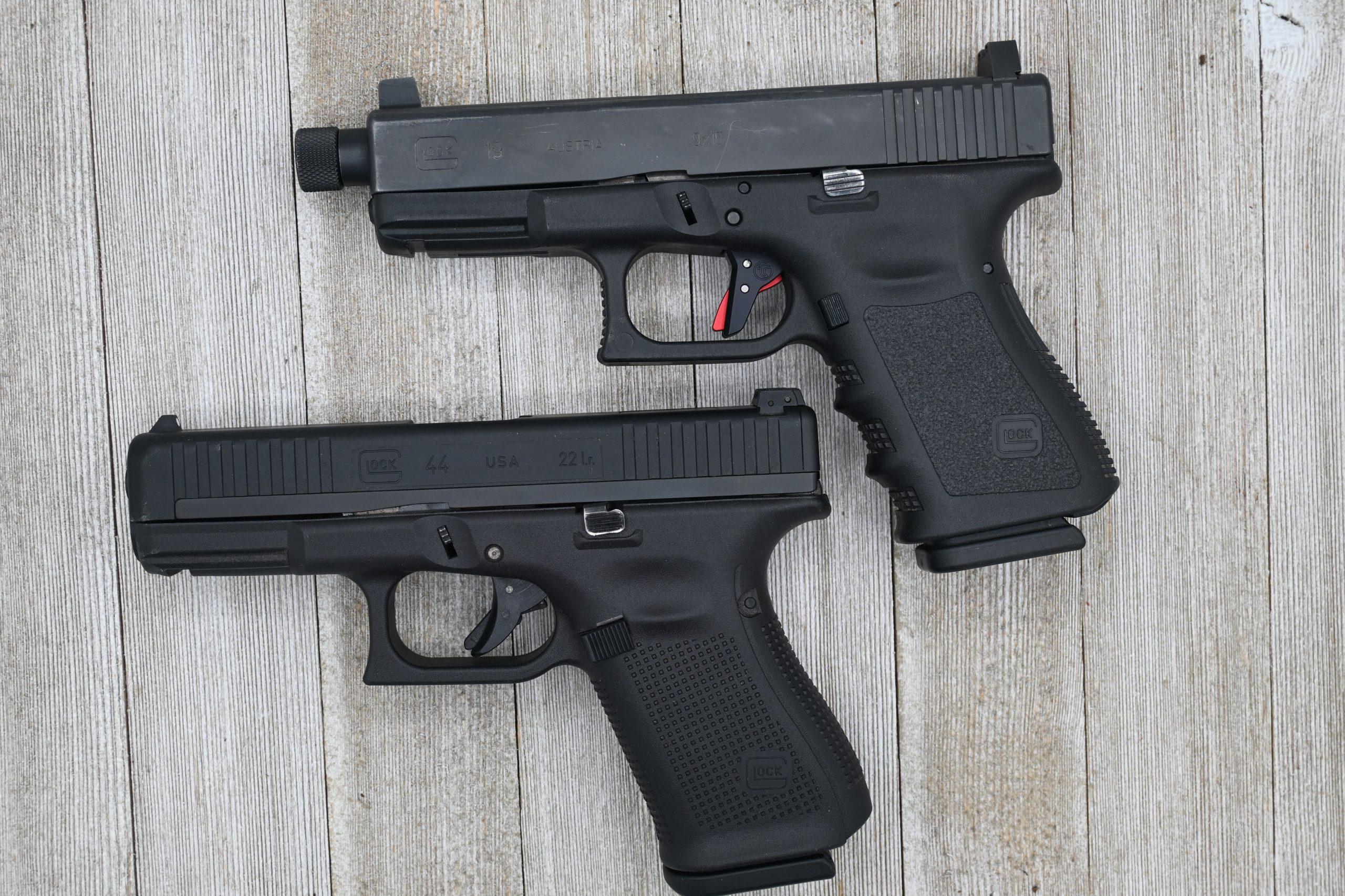 Amazingly the G44 is the same size as 9mm Glocks, meaning it'll work in holsters and range practice won't feel like you're handling a kids gun.