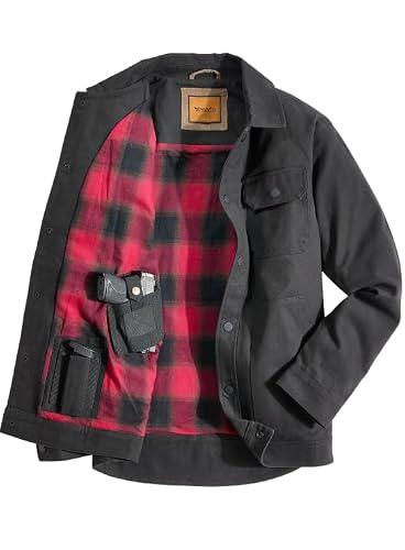 Venado Concealed Carry Shirt Jacket for Men - Heavy Duty Canvas - Conceal Carry Pockets (Black, X-Large)