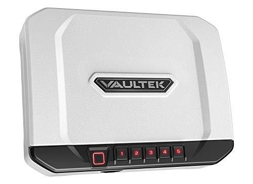 VAULTEK VT20i Biometric Handgun Safe Bluetooth Smart Pistol Safe with Auto-Open Lid and Rechargeable Battery (White)