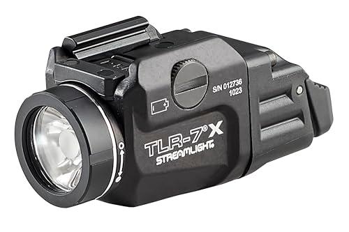 Streamlight 69424 TLR-7 X Tactical Gun Light, Black | 500 lumens; compact rail-mounted design; high and low switches; rail key kit