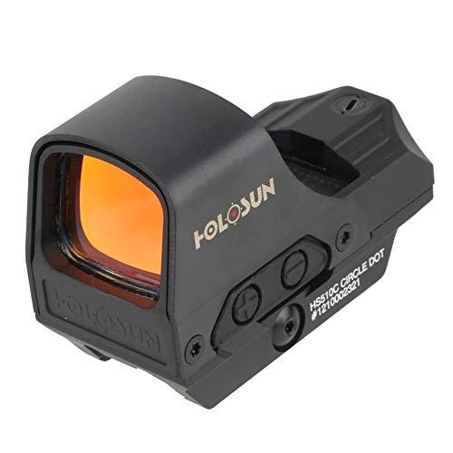 HOLOSUN 510C Multi-Reticle 2 MOA Dot & 65 MOA Circle Open Reflex Sight - Solar FailSafe Shake-Awake, 12 Settings - Red/Green Dot (Red)